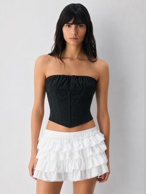 Princess Polly Ivy Black Bustier Corset Top Size US 0 NWOT Strapless